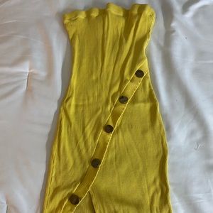 Strapless yellow dress